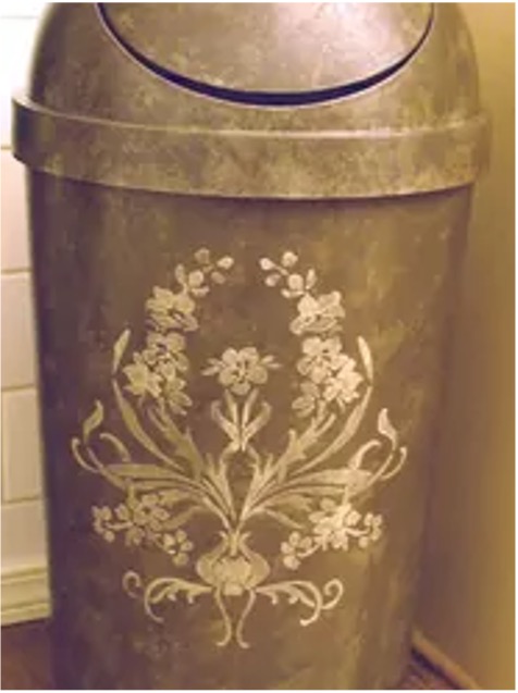 Stenciled Trash Can