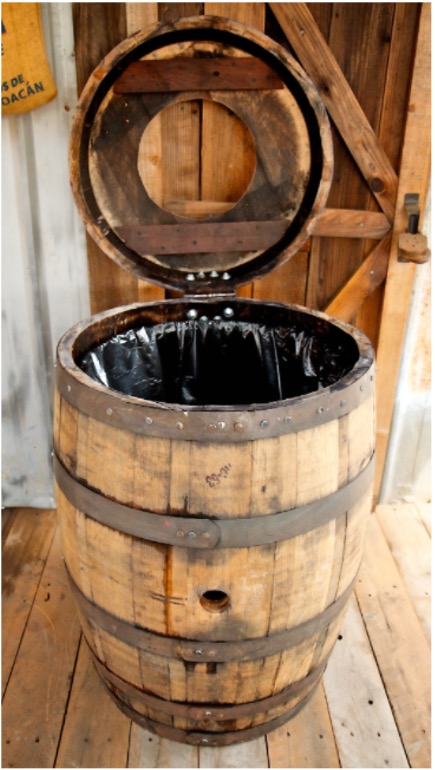 Whiskey Barrel Trash Can